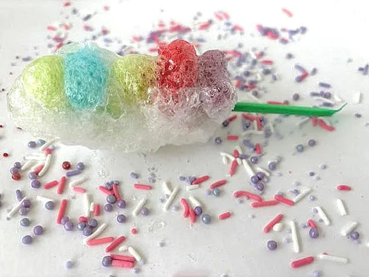 Cotton Candy with Jolly Rancher Freeze Dried Sucker on Sweet Powdered Candy Stick