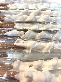 Gourmet Carmel Wrapped Chocolate Dipped Pretzel Rods- Sweet & Salty Treat (pack of 12)